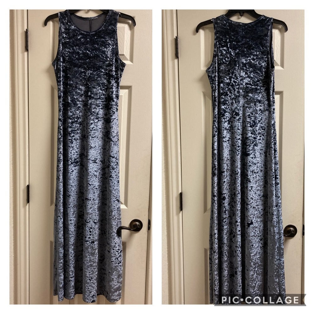 Vintage 90s crushed velvet sleeveless maxi dress